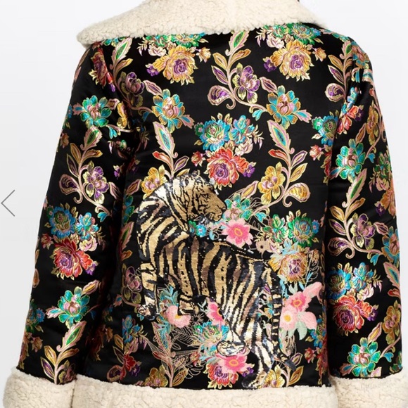 JOHNNY WAS Sofie Jacquard coat with sequin tiger back - Size M - Picture 2 of 11